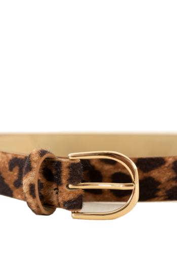 Ceinture only nora toasted coconut leopard - gold metal