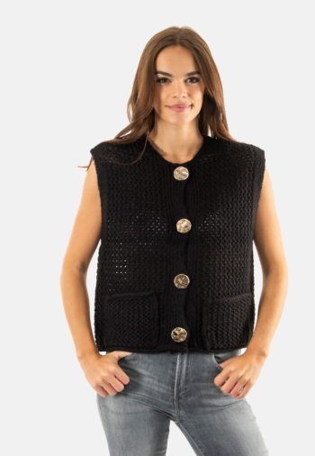 Gilets cardigans only solene black gold button
