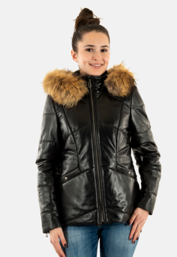 Blousons cuir rose garden nagel+fur black