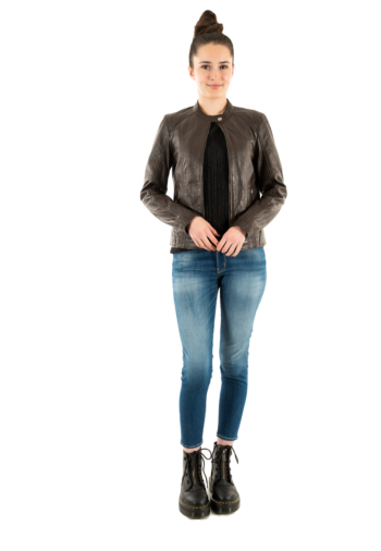 Blousons cuir portman porvaleriana dark brown