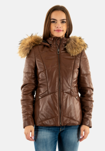 Blousons cuir rose garden nagel+fur dark cognac