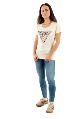 Tee shirt guess jeans leo g047 pearl white