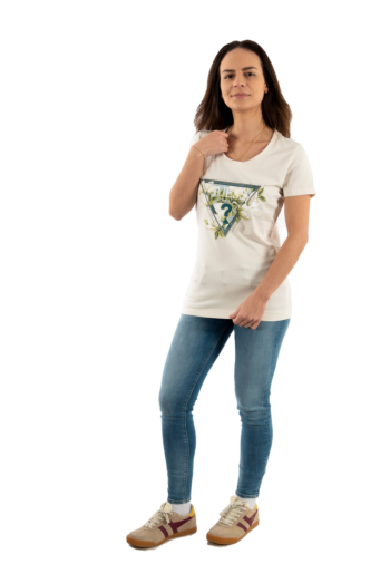 Tee shirt guess jeans camelia g012 cream white
