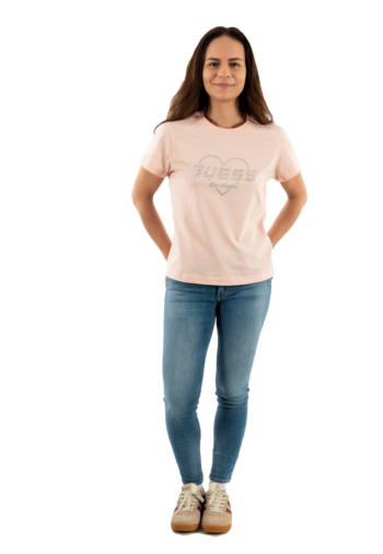 Tee shirt guess jeans narciso g66e pink good vibes
