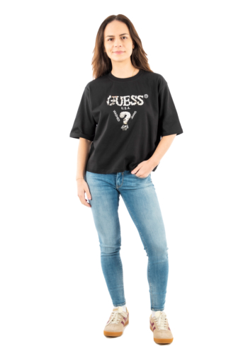 Tee shirt guess jeans aurelie fj8n black and salt multi