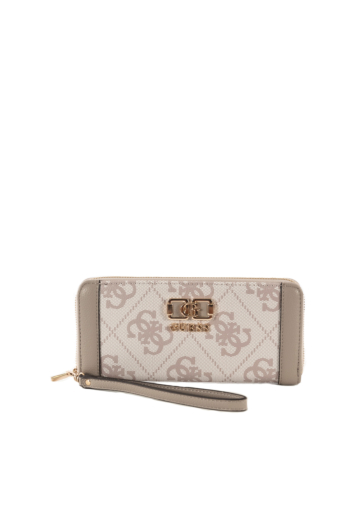 Portefeuilles guess jeans karnilla logo slg lrg zip arnd dark taupe logo