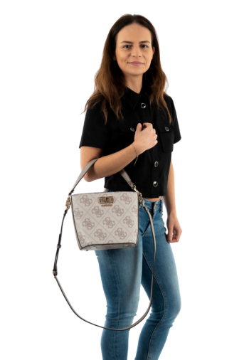 Sacs à main guess jeans karnilla logo bucket dark taupe logo