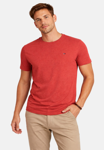 Tee shirt tommy jeans xslim jaspe xl0 terracotta red htr