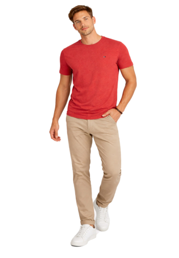 Tee shirt tommy jeans xslim jaspe xl0 terracotta red htr