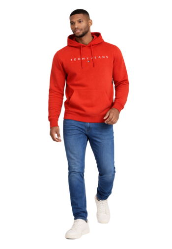 Sweat tommy jeans reg linear logo xl0 terracotta red