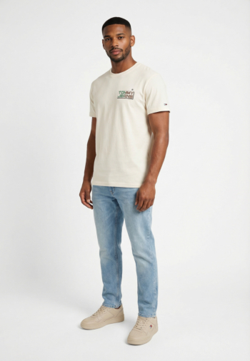 Tee shirt tommy jeans reg tj gym block ybh ancient white