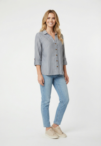 Chemisier only rillo-puori medium blue denim bright white