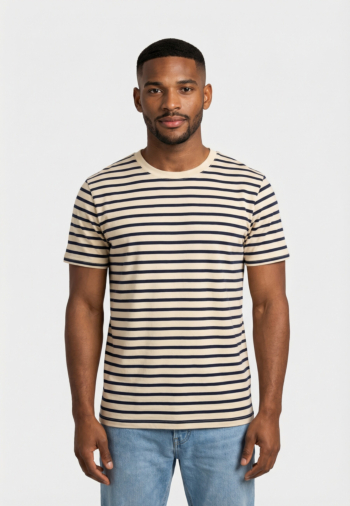 Tee shirt saint james plouider ii ecru/marine