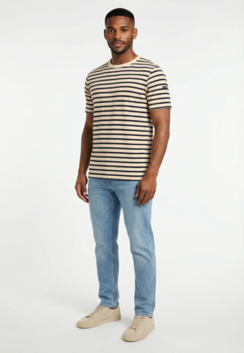 Tee shirt saint james plouider ii ecru/marine