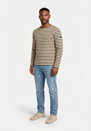 Pull leger saint james meridien moderne ecru/marine