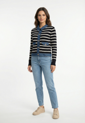 Gilets cardigans morgan 251-mnaki marine/off white