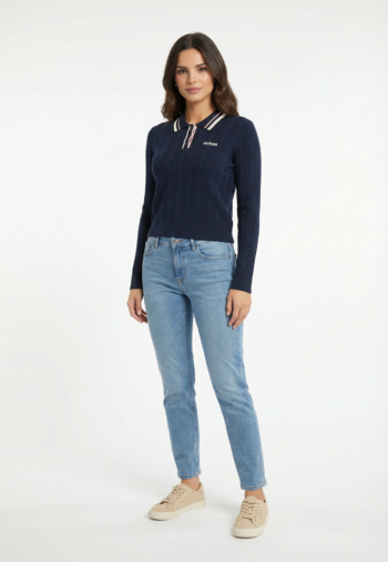 Polos manches longues guess jeans shari g7r1 silk blue