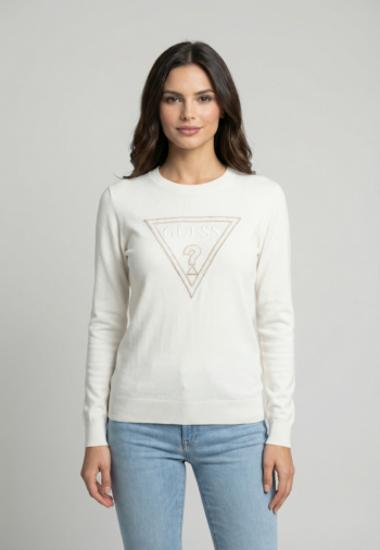 Sweat guess jeans macie g012 cream white