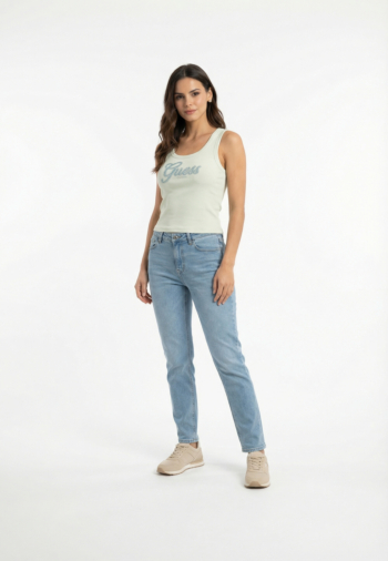 Debardeurs guess jeans logo script a72c misty teal