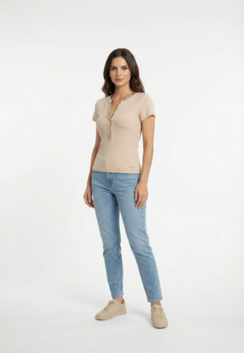 Tee shirt guess jeans charline serafino a11c warm slate