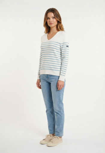 Pull leger saint james brehat blanc/nuance