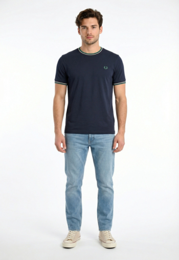 Tee shirt fred perry twin tipped 86a tnsbl/snwht/dpmt