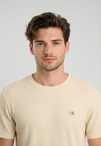 Tee shirt calvin klein jeans waffle woven labe f7j calico