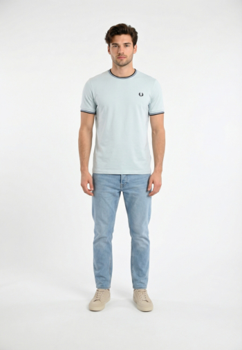 Tee shirt fred perry twin tipped 96a lgtic/acebl/navy