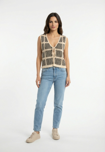 Gilets sans manche only loa birch black square mix