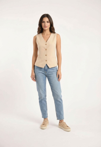 Gilets sans manche Le Temps Des Cerises carlita 1004  beige