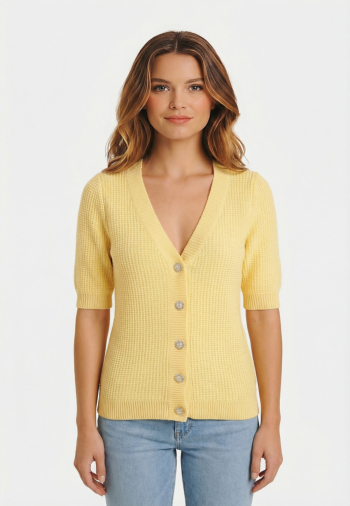 Gilets cardigans morgan 261-myrtile jaune pastel