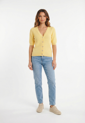 Gilets cardigans morgan 261-myrtile jaune pastel