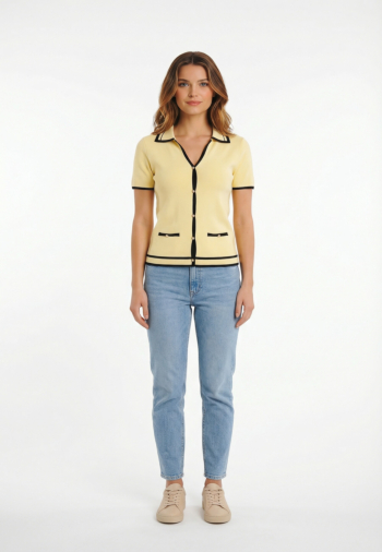 Gilets cardigans morgan 261-mtoiri jaune pastel