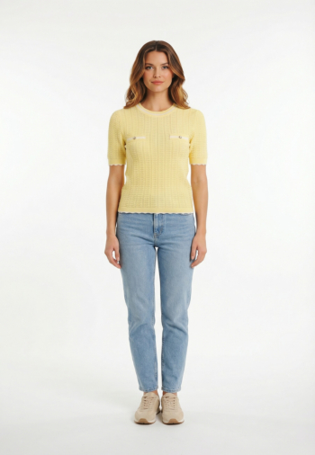 Pull leger morgan 251-mseoul jaune pastel