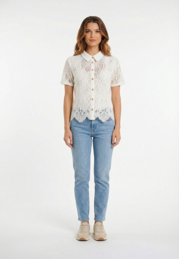 Chemisier manches courtes morgan 261-dlila blanc