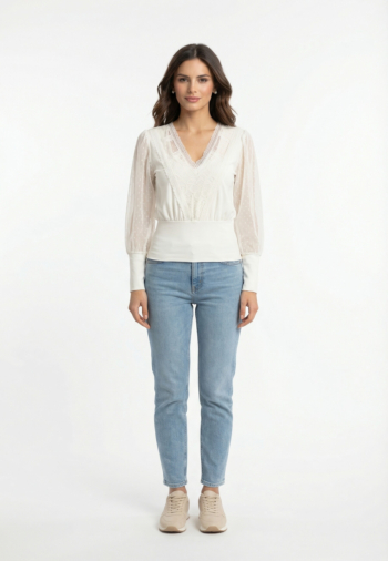 Tee shirt manches longues morgan 251-tagado off white m