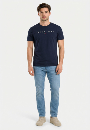 Tee shirt tommy jeans reg linear logo c3q dark night navy / sweet blue