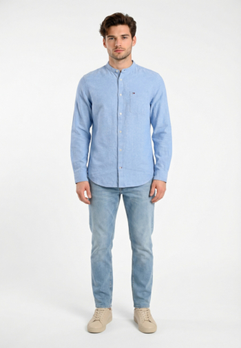 Chemise tommy jeans reg linen mx ban c38 blue twilight