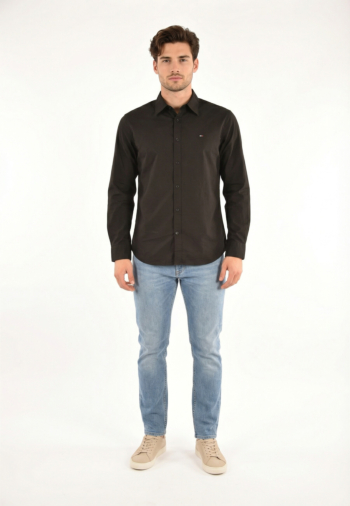 Chemise tommy jeans reg poplin bds black
