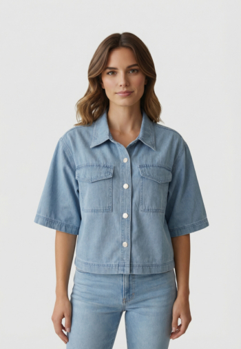 Chemisier manches courtes grace & mila vita sky_blue