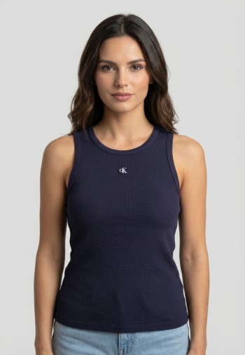 Debardeurs calvin klein jeans monogram patch wa 9ei evening blue