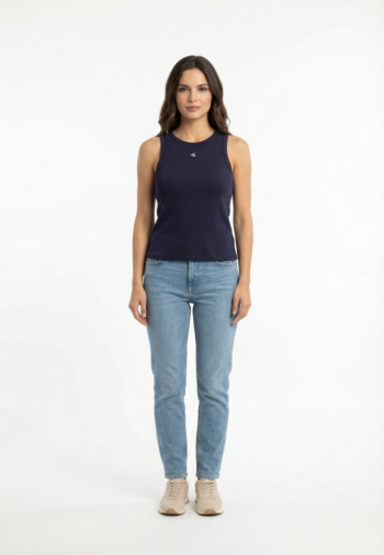 Debardeurs calvin klein jeans monogram patch wa 9ei evening blue