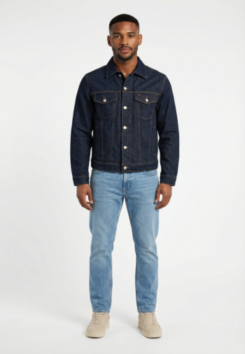 Blousons et vestes tommy jeans ryan regular trucker 1bk denim dark