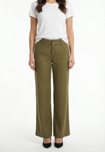 Pantalons freeman t. porter agatha plain linen lin24 f1404 martini olive