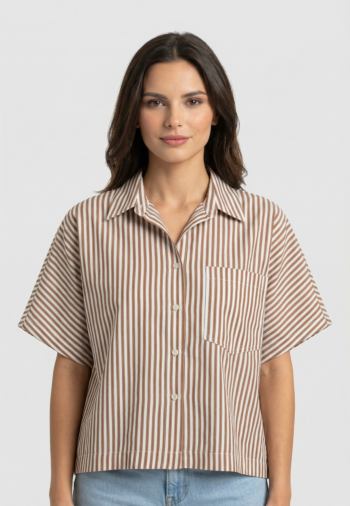 Chemisier manches courtes grace & mila vercia mocha