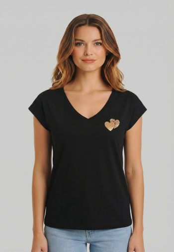 Tee shirt only lenna black fox zebra heart