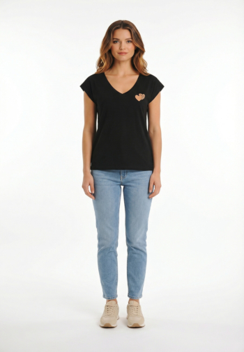 Tee shirt only lenna black fox zebra heart