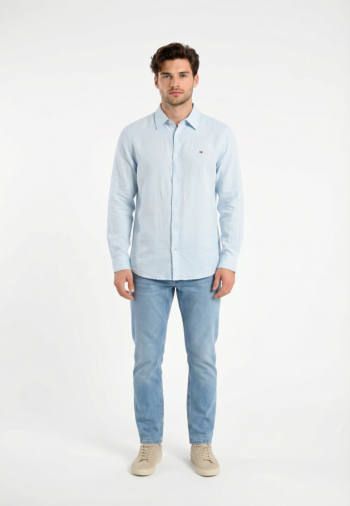 Chemise tommy jeans reg linen blend c3q sweet blue