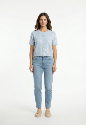 Gilets cardigans morgan 251-msekin bleu ciel