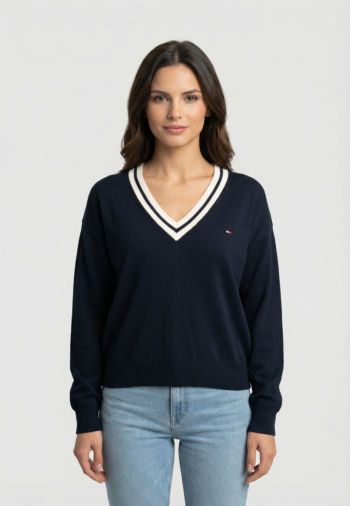 Sweat tommy jeans rlx v-neck c1g dark night navy